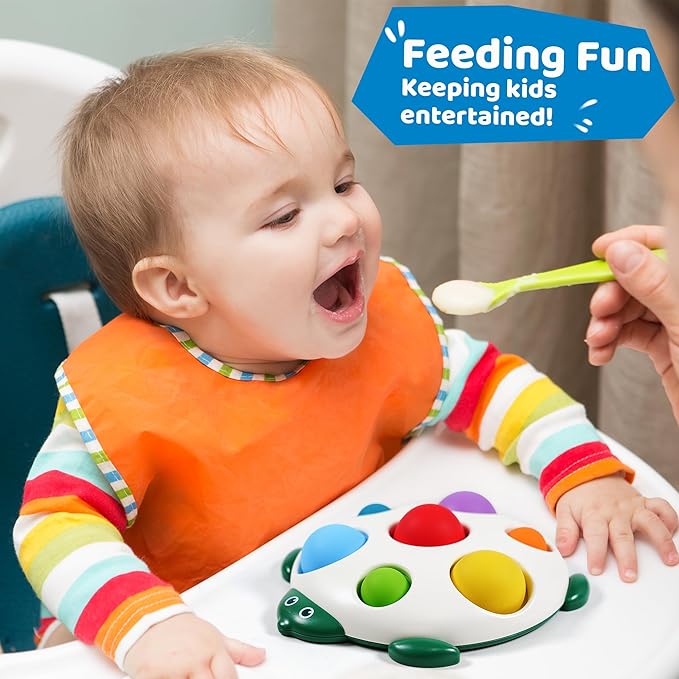 LiKee Fidget Popper Sensory Baby Toys for 10+ Months, Christmas Stocking Stuffers Push and Popping Busy Board, Montessori Toys for 1+ Years Old, Airplane Car Travel Toy for Toddlers 1-3 Stress Relief