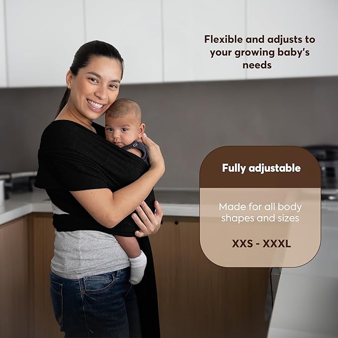 ELDOMA Black Baby Wrap Carrier - Lightweight, Breathable Baby Sling, Hands Free Baby Carrier Sling, Baby Carriers from Newborn to Toddler, (7-35 lbs / 3-15kg)