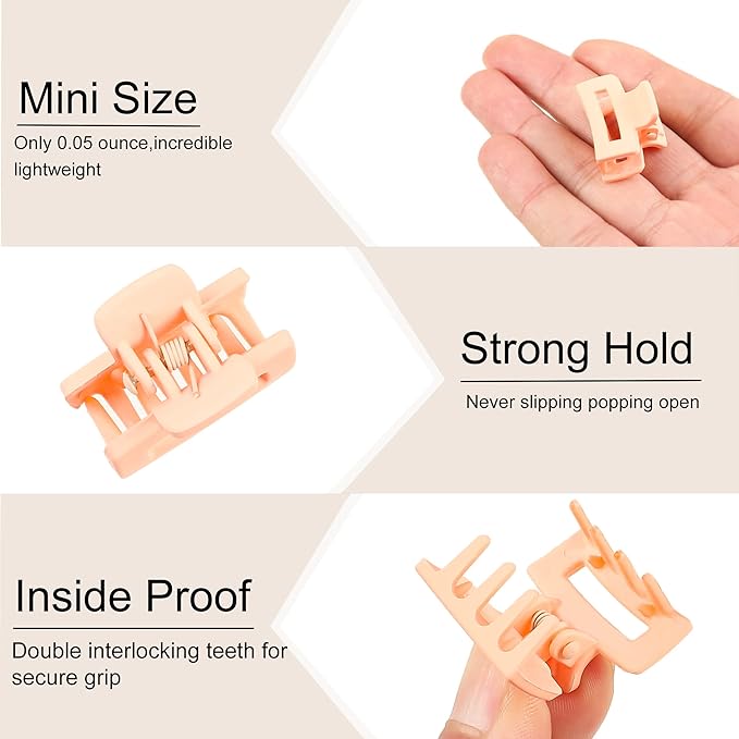 Small Claw Hair Clips for Women Girls - Mini Hair Clips Rectangle Tiny Claw Clips for Thin Hair Strong Hold Cute Jaw Clip Nonslip Hair Styling Accessories with Box
