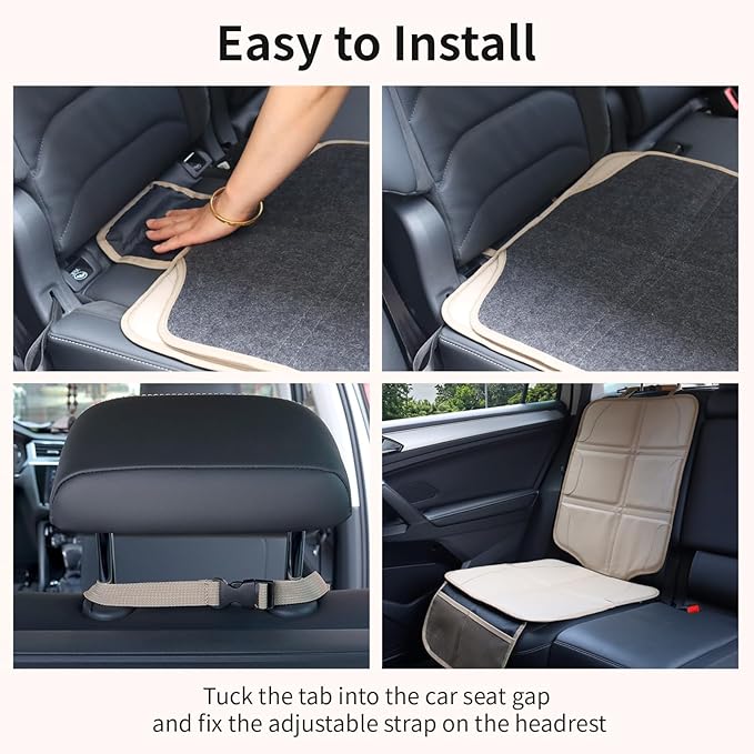 Car Seat Protector, Extra Thick Car Seat Covers Non-Slip Waterproof Mat Pad Leaving No Imprints Marks for Child Baby Pet Truck SUV Automobile (Beige-A)