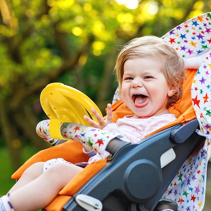 Accmor Stroller Steering Wheel Toy, Pretend Driving Simulated Steering Wheel for Stroller Shopping Carts Universal Detachable Funny Toy Attachment Accessories