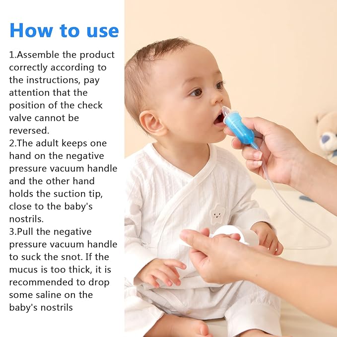 Nasal Aspirator Baby & Portable Hand Puller Nose Sucker, Strong Suction | Easy to Operate | Reusable | Easy to Carry & Soft Silicone Nose Cleaner for Baby Infant, Negative Pressure Principle