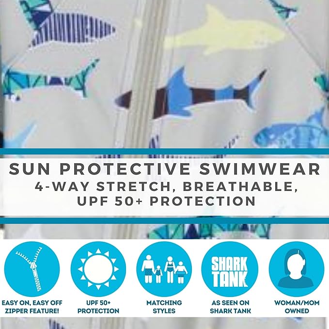 SwimZip Boys' Long-Sleeve UPF 50+ Swimsuit for Baby, Toddler, & Little Boys