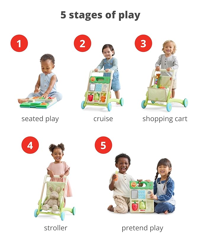 Skip Hop Baby Walker 5-in-1 Sit to Stand Convertible Light Up Walker with 50+ Activities for Developmental Play, Songs and Sounds 3 Adjustable Handle Heights and Speed Control Switch Farmstand Age 6m+