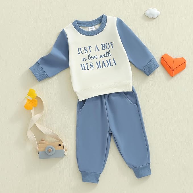 Infant Baby Boy Fall Clothes Set Funny Letter Sweatshirt Pant Outfit Toddler Winter Clothes 6 12 18 Months 2T 3T