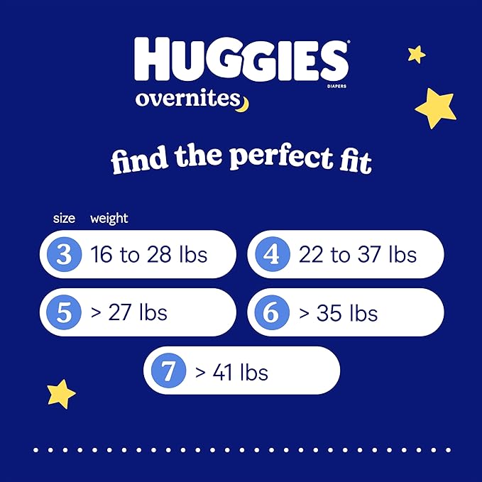 Huggies Size 5 Overnites Baby Diapers: Overnight Diapers, Size 5 (27+ lbs), 88 Ct, Packaging May Vary