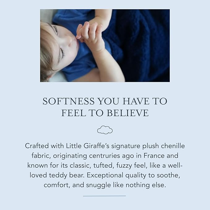 Little Giraffe Chenille Baby Blanket – 29x35” Soft Chenille with Satin Trim, Midnight | Ultra-Soft, Gentle & Safe, Lightweight & Breathable for Newborns & Toddlers