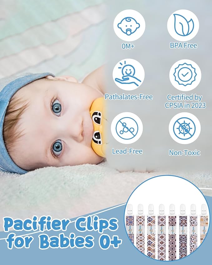 babygoal Baby Boho Pacifier Clips 8 Pack 8PB29
