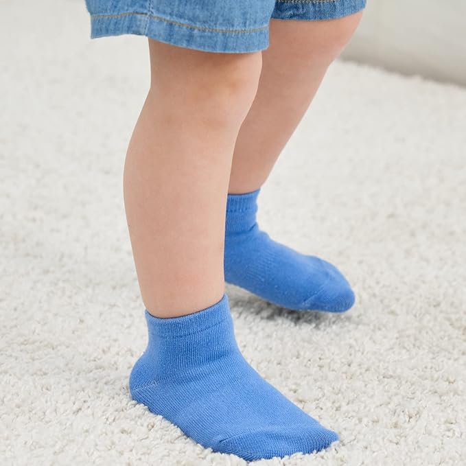 ZAPLES Baby Non Slip Grip Ankle Socks with Anti Skid Grippers Boys Girls Low Cut for Infants Toddlers Kids