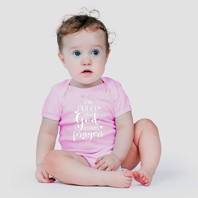 AW Fashions I'm Proof That God Answers Prayers Baby Bodysuit Cute Newborn Boy Funny Rompers Girl Clothes