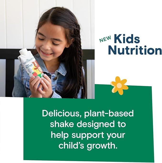 KATE FARMS Organic Kids Nutrition Chocolate Shake, 8g Protein, 27 Vitamins and Minerals, Meal Replacement, Gluten Free, Non-GMO, 8.45 oz (12 Pack)