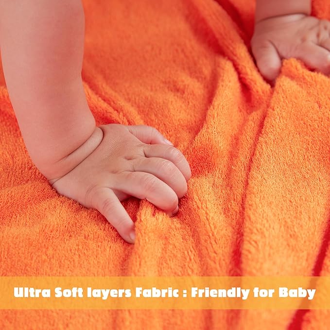 Touchat Hooded Baby Towels, Soft and Hypoallergenic Baby Bath Towels with Hood for Toddler Infant Newborn, Large and Absorbent Toddler Towels for Baby Boy Girl (Fox Kit, 35.1''x35.1'')