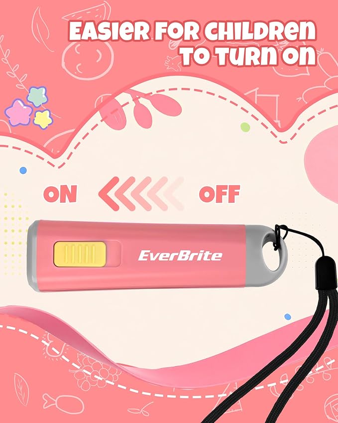 EverBrite Small Flashlight, Mini LED Flashlight, Plastic Torch Use for Emergencies, Camping, Outdoor with Lanyard 3AAA Battery Included, Coral