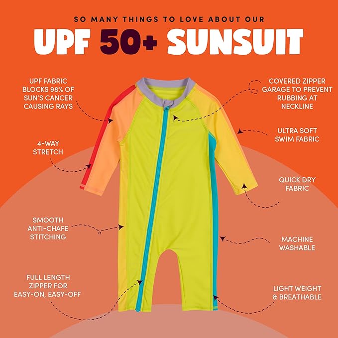SwimZip Boys' Long-Sleeve UPF 50+ Swimsuit for Baby, Toddler, & Little Boys