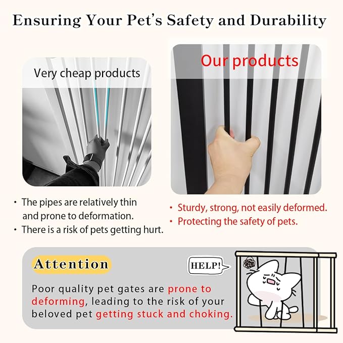 Lumizone Extra Tall Cat Gate 55.12" High Pressure Mounted Extra Wide 2025 New (17 Sizes) 1.37" Gap No Drilling Auto-Close One-Handed Operation Tall Pet Gate for Dogs(Black, 55.12" H x 50.98"-55.11" W)