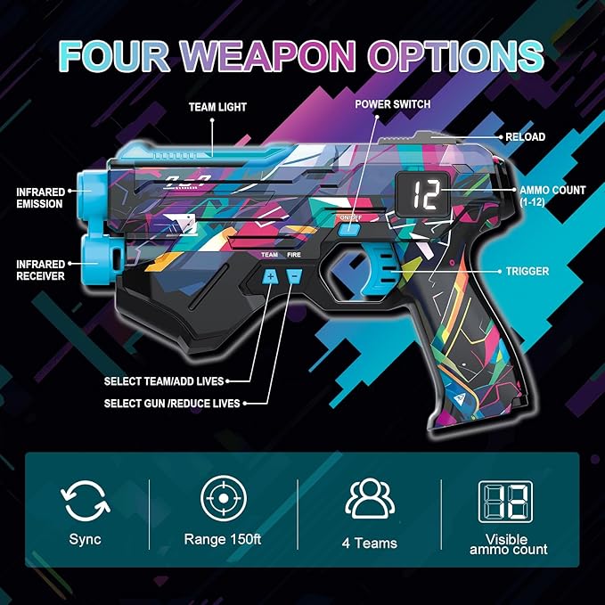 Laser Tag Guns with Vests Set of 2, Lazer Tag Game for Kids, Teens & Adults, Fun Outdoor Teenage Game & Activities, Gift for Teenage Ages 8 9 10 11 12+Year Old Boy & Girls