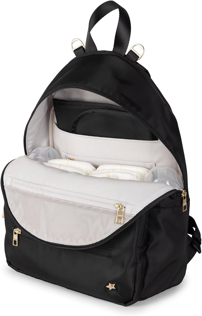 JuJuBe New Everyday Diaper Bag Backpack with Portable Changing Pad, Stroller Straps, Large Travel Backpack for Boy or Girl, Carrying Baby Bottles, Wipes, Diapers, Pacifiers, Black, Mother's Day Gift