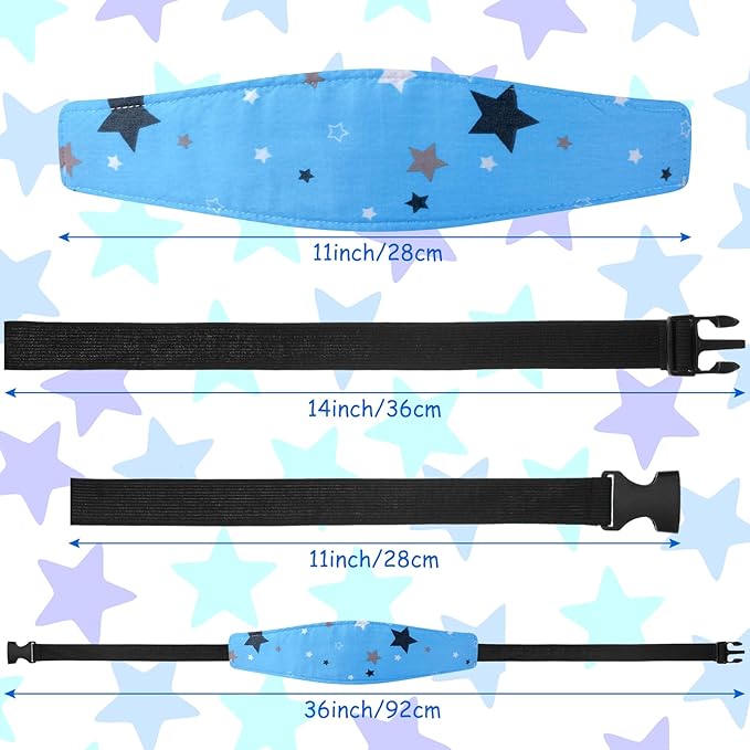 HESTYA 2 Pcs Carseat Head Support Toddler Stroller Seat Headrest for Sleeping Traveling Neck Relief Headband Strap for Kids Children Toddler Infant(Star)