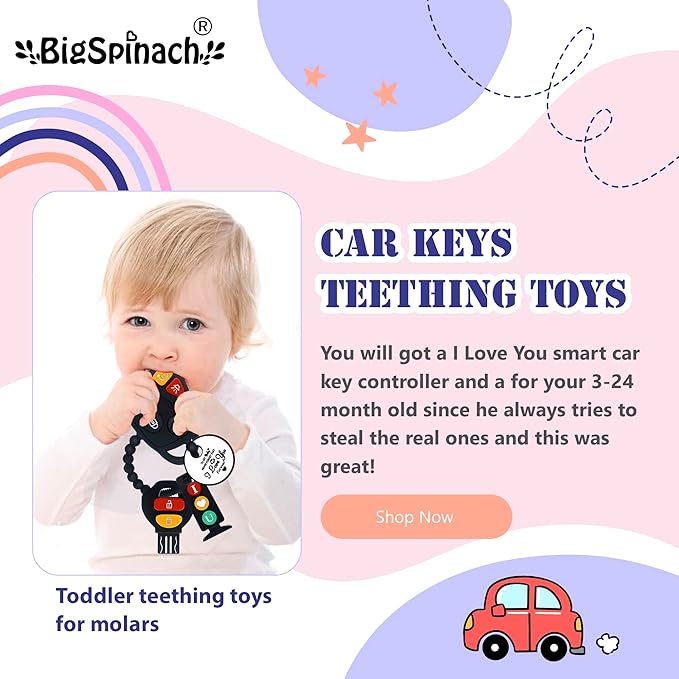 Baby Teething Keys Toys 6 to 12 Months,Gothic Car Teether Combo Set,Car Key Remote Toy Controller for Toddler(Gothic) (Gothic, Black)