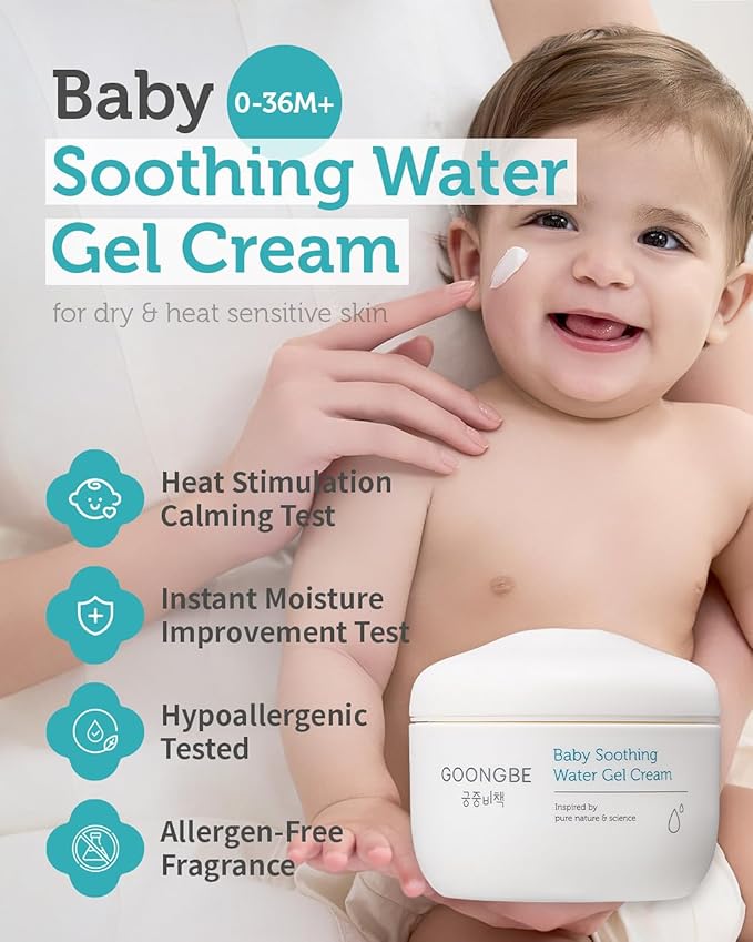 GOONGBE Baby Easy Wash Sun Lotion SPF 30 & Soothing Water Gel Cream - Korean Zinc Oxide Mineral Sunscreen & Cooling Moisturizer - Vegan Hypoallergenic for Ages 0-3, Lotion 2.11oz & Gel Cream 3.38oz