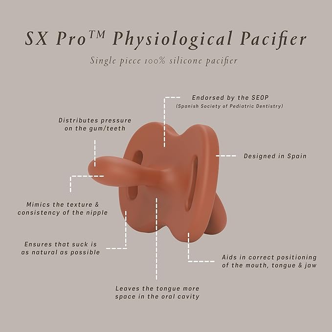 Color Essence SX PRO Silicone Baby Pacifier 1Pk, Made with 100% Soft Silicone, Baby Essentials Perfect for Breastfeeding Babies, Designed in Spain, 0-6 Mths, Bright Mustard