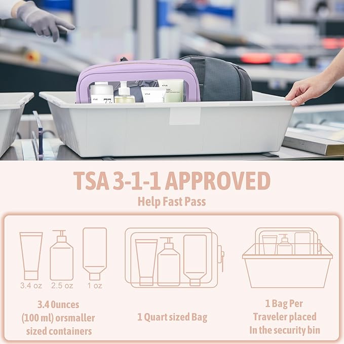 5PCS Diaper Bag Organizer Pouch Set, TSA Approved Toiletry Bag，Clear Waterproof TPU Makeup Bag Set Travel Organizer Bags for Women and Kids