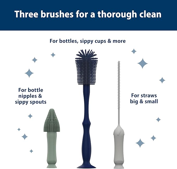 Dr. Brown's Silicone Cleaning Brush Set with Bottle, Spout, and Straw Brush, 3 Brushes to Clean Baby Bottles, Spouts, Nipples, and Straws, BPA Free – 36-Pack
