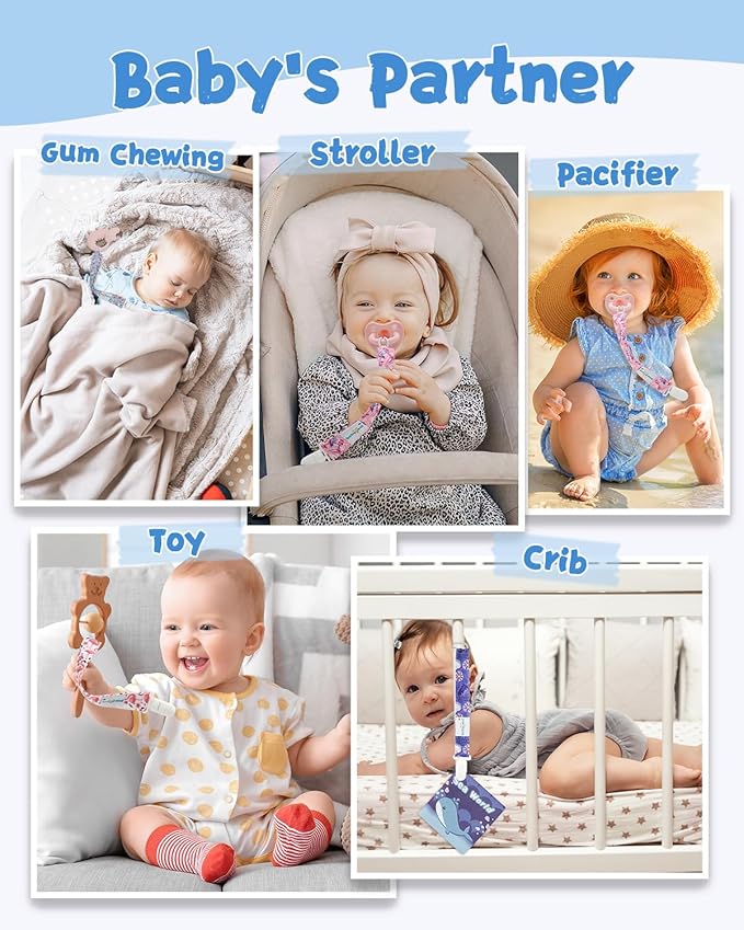 babygoal Animal Pacifier Clips, 8 Pack Binky Paci Holder Clips Fits for Most Pacifiers and Binkies 8PS53-B