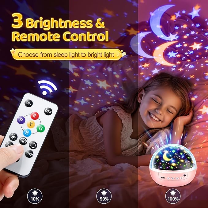 COOLNIGHT Unicorn Night Light Star Projector for Kids, 3 Films+93 Colors Kids Projector Night Light,360° Rotating All Night, Remote+Dimmable+Timer,3 Year Old Girl Gifts,4 Year Old Girl Birthday Gifts