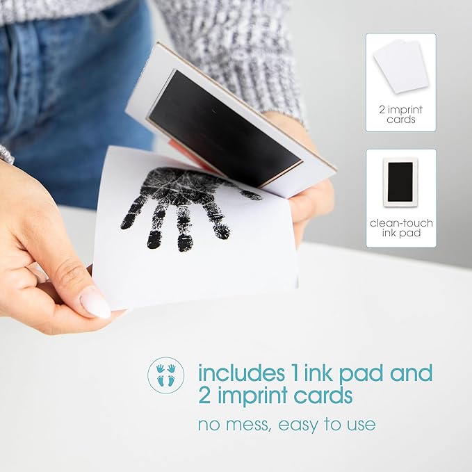 Pearhead Clean-Touch Baby Ink Pad, No Mess Clean-Touch Ink Pad with Imprint Cards, Safe for Skin, Perfect DIY Handprint and Footprint Keepsake for Family - Black, Medium/Large