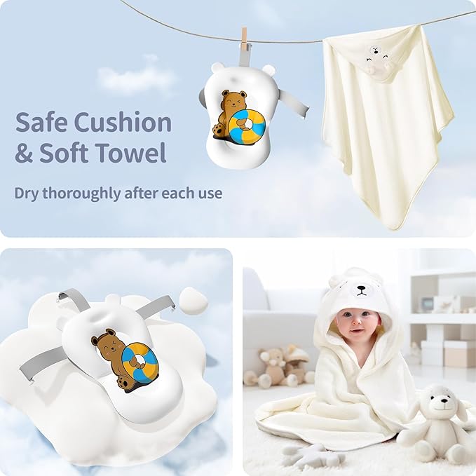 Collapsible Baby Bathtub for Newborn to Toddler (0-18 Months) - Foldable Baby Bath Tub with Soft Towel, Newborn& Infant Bathtub for Travel and Outdoor, Pink