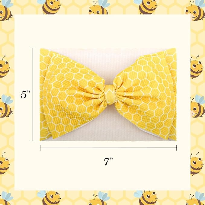 YanJie 7'' 2Pcs Bee Baby Bows for Girls Yellow Headbands for Infant Toddlers Summer Hair Bow Accessories Stripe Outfits for Girl Baby Hair Accessory Gift
