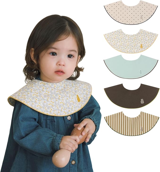 Konny Baby Bibs 3/5/7-Pack Set, 360 ° Rotate, Soft and Absorbent Bandana Drooling for Boys Girls baby Essentials