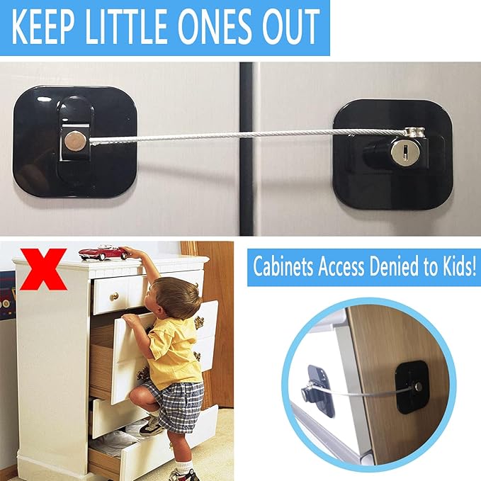 YEYA Upgraded Child Proof Refrigerator Door Lock, Large Base 2-Pack, Cabinet Lock for Baby Proofing