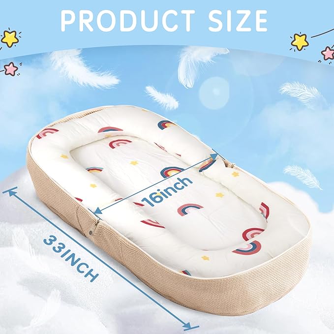 Baby Lounger, Foldable Baby Nest with Soft Memory Foam Mat for Newborn 0-12 Months, Converts to Backpack for Easy Travel, Babies Newborn Essentials Gifts