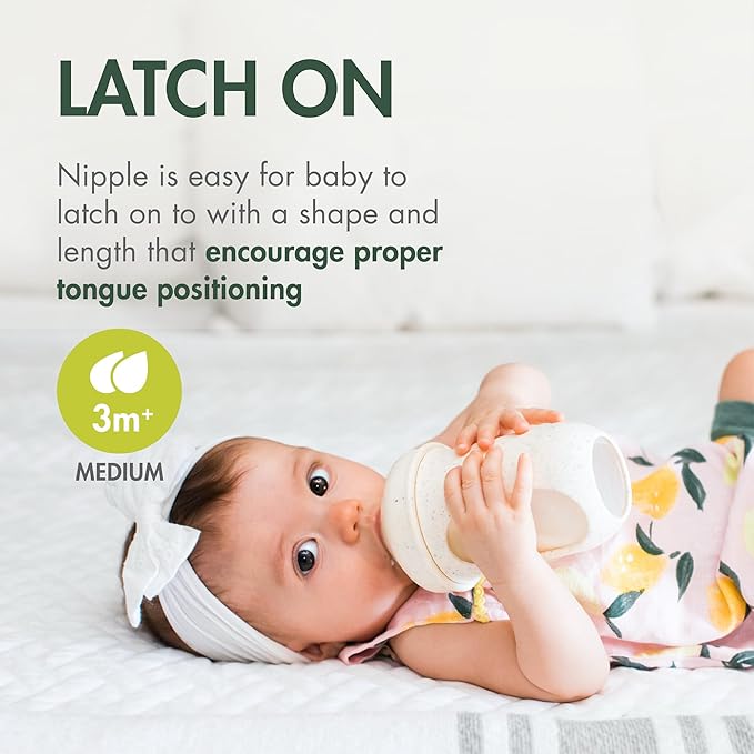 Boon Nursh Bottles - Silicone Baby Bottles Help Ease Colic Symptoms - Formula and Breast Milk Only Touch Food-Grade Silicone - Medium Flow - 8 Oz - Speckle Green