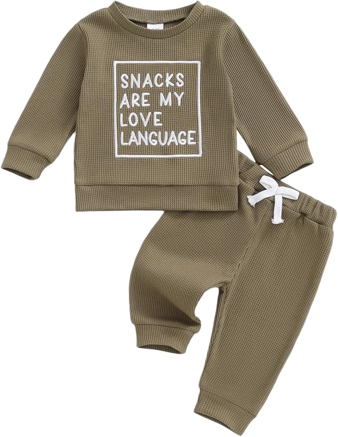 Infant Baby Boy Fall Clothes Set Funny Letter Sweatshirt Pant Outfit Toddler Winter Clothes 6 12 18 Months 2T 3T