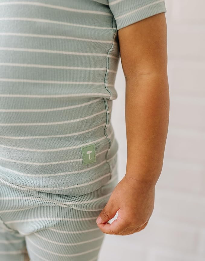 moimoln Stripe Pajamas Set 12M-8Y Ribbed Unisex Baby & Toddler, Soft Viscose, Snug-Fit, Everyday Sleepwear