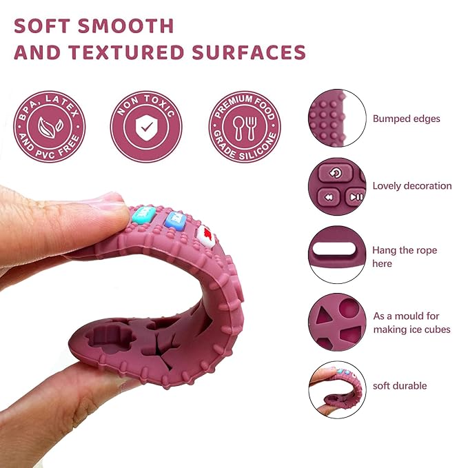 3 Pack Silicone Teething Toys - Teething Remote Control for Baby, BPA Free Baby Chew Toys & Easy to Hold Teether for Babies 6-12 Months, Perfect Valentine's Gift and Birthday for Babies