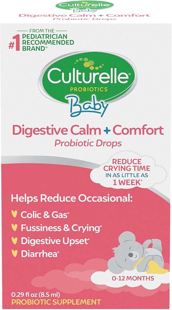 Culturelle Baby Digestive Calm & Comfort Probiotic (Age 0-12 Mos) 8.5Ml, Helps Periodic Colic, Gas, Fussiness, Crying & Digestive Upset In Infants & Newborns, Vegan Non-Gmo Gluten-Free, 1 Mos. Supply