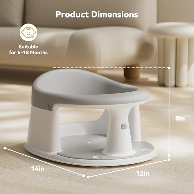 Baby Bath Seat for Babies 6 Months & Up - 360° Protection Bath Seats for Babies Sitting Up | Baby Bath Chair with Temperature Alert & Cushion | Toddler Bath Seat Newborn Infants Baby Bathtub Seat