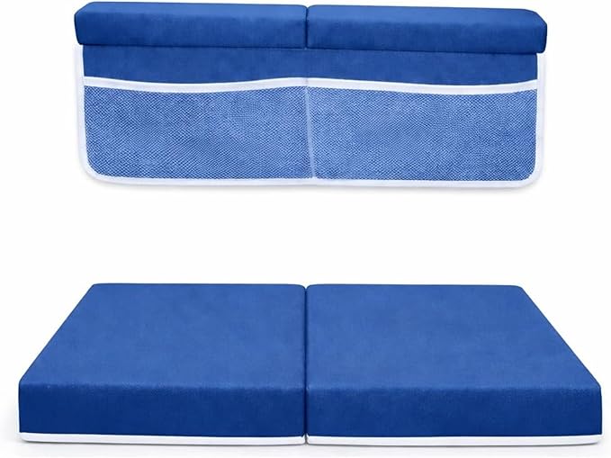 Rylor Premium Baby Bath Kneeler Mat & Elbow Rest Pad Set – Comfortable Bath Kneeler and Elbow Kneeling Rest Pad for Parents, Extra Long 26'', 2.4'' Thick, Non-Slip Support for Easy Bath Time (Blue)