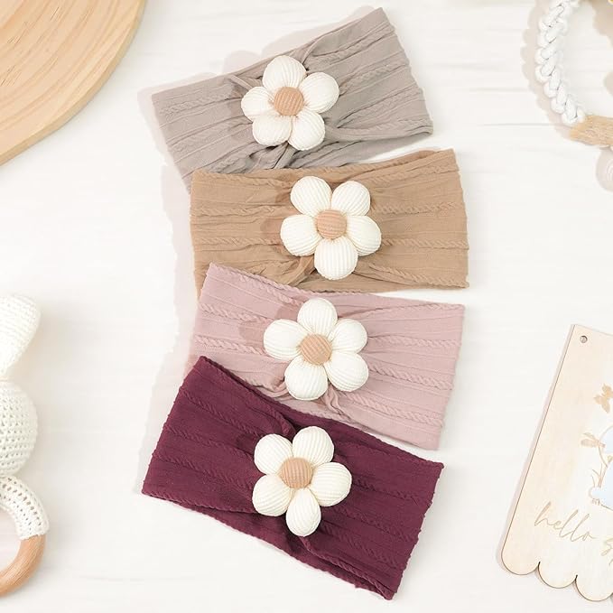 CÉLLOT 5 Pcs Baby Flower Headbands Baby Girls Nylon Headbands Soft Hairbands Hair Accessories for Newborn Infant Toddler Kids(Autumn/Winter Colors)