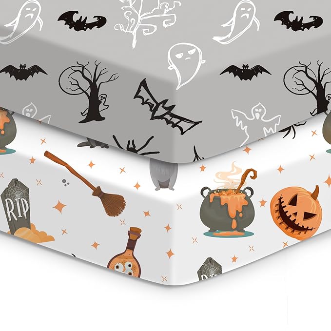 Crib Sheets 2 Pack, Fitted Crib Sheet for Standard Crib Mattress 28x52x9, Ultra Soft Jersey Knit, Breathable Stretchy Deep Pocket, Snug Fit Stays Put, Baby Crib Mattress Sheet