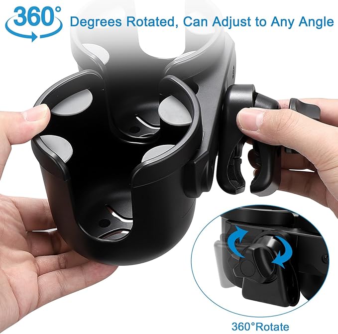 Accmor Stroller Cup Holder, Universal Cup Holder for Uppababy Nuna Doona Strollers, Double Bottle Holder for Stroller, Bike, Wheelchair, Walker, Scooter