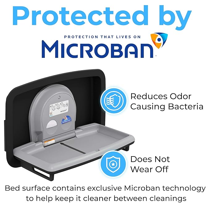Koala Kare Baby Changing Station Horizontal Recessed-Mounted, Model KB310- SSRE-MBLK (Matte Black)