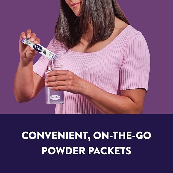 Pedialyte Electrolyte Powder, Hydration Drink for Kids & Adults, Grape, 8 Powder Packets