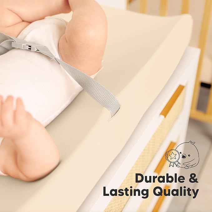 2-Pack Baby Changing Pad Cover for Girl, Boy - 32x16 Soft Viscose Derived from Bamboo Baby Diaper Changing Table Pad Cover Sheets, Neutral, Snug Fit Nursery Diaper Change Sheets (Pecan)