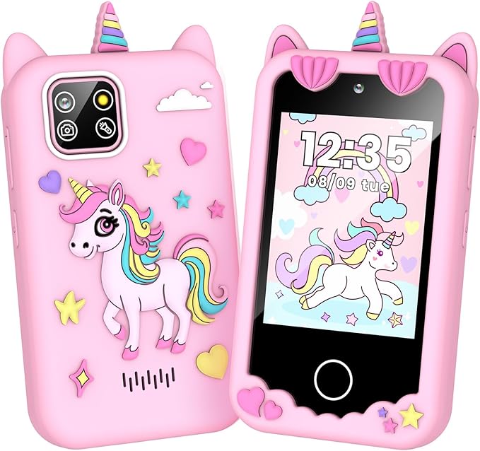M SANMERSEN Kids Smart Phone for 3-6 Year Olds – 2.8" Touchscreen, Dual Camera, 28 Learning Games, MP3 Music Player, 32GB SD Card – Educational Toddler Phone Toy for Boys & Girls