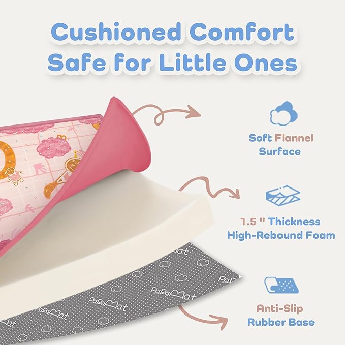 1.5" Thick Educational Baby Floor Play Mat 59x79, Flannel Padded Memory Foam Kids Mat, Non-Slip Plush Playmat for Nursery Playroom Classroom (Gingerbread Man)